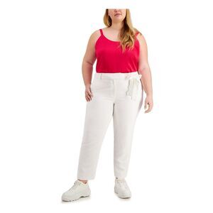 BAR III Womens Ivory Stretch Side-tie Tapered Slim Wear To Work Pants Plus 18W